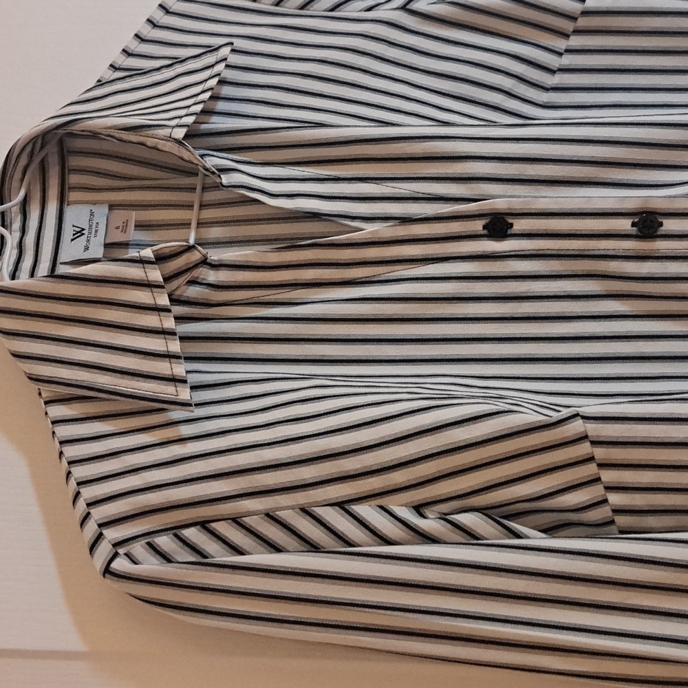 Worthington Stretch, Black and White Striped Shirt - Picture 3 of 7